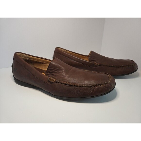 Men’s 11 BORN Brown Casual Comfy Driving Mocs Moccasin Loafers Very Soft Leather - Picture 2 of 9